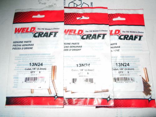 WELDCRAFT 13N24 COLLET 1/8&#034; (3.2mm) Made In USA -3 BAGS 5 PCS EACH