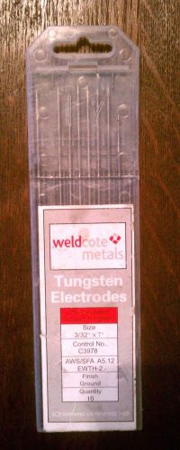 (9) Weldcote Metals 2% Thoriated Tungsten Electrodes 3/32&#034; x 7&#034; No Reserve