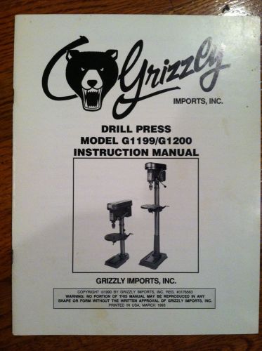 Grizzly Drill Press Manual G1199 / G1200