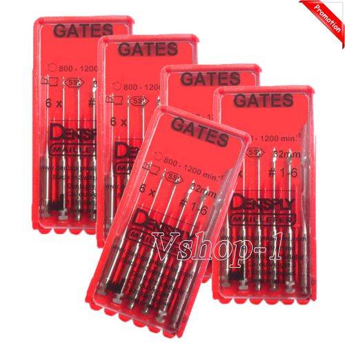 NEW 5 Pack Dental Endo Files Dentsply Gates Drills Rotary Glidden Burs 1-6# 32MM