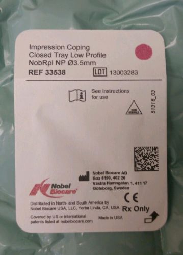 Noble Biocare Impression Coping closed tray Low profile  NobRpl   3.5 mm