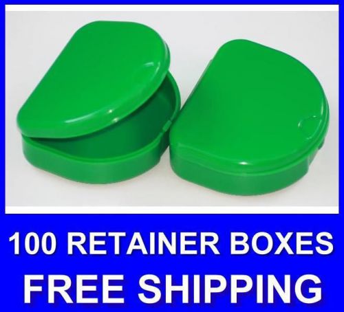 100 green denture retainer box orthodontic dental case mouth tray brace teeth for sale
