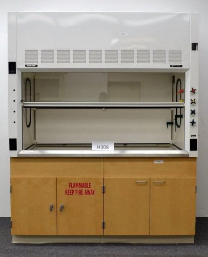 6&#039; fisher hamilton laboratory fume hood with epoxy tops &amp; base cabinets for sale
