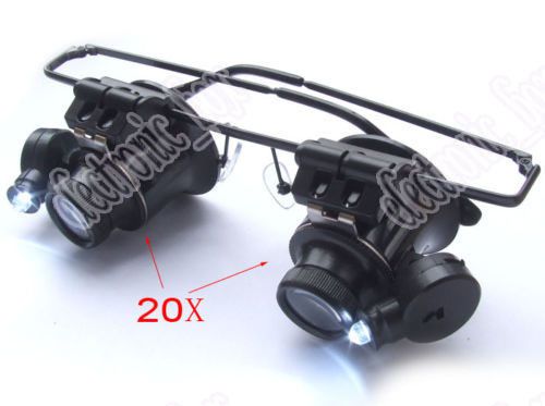 20x Magnifier Magnifying Eye Glasses Loupe Lens Jewelry LED Light Watch Repair G
