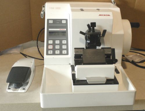 Microm hm 355 automatic microtome w/ disposable blade holder, clamp &amp; pedal for sale