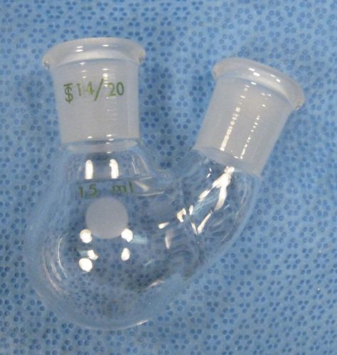 Chemglass  15 ml  round  bottom  2-neck  flask  both  14/20           k for sale