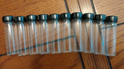 10 Count (medium)  Borosilicate Glass Test Tubes With Black Caps New