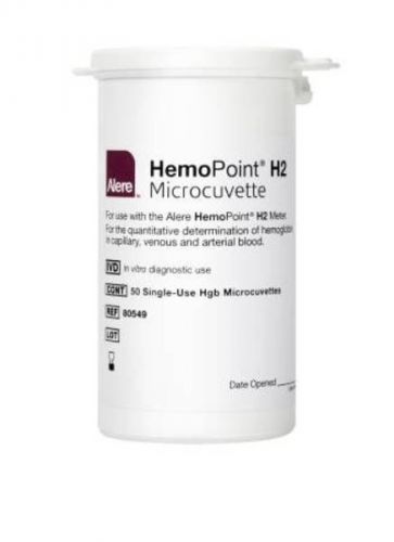 Alere # 80549, box of 100 hemopoint h2 microcuvettes (2 bottles of 50 ea) for sale