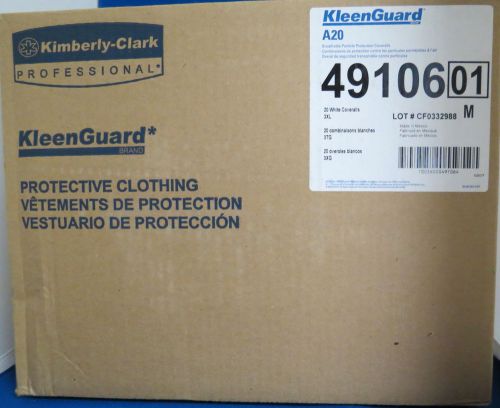 Kleenguard a20 breathable white coveralls 3xl elastic wrist &amp; ankle 49106 cs/20 for sale