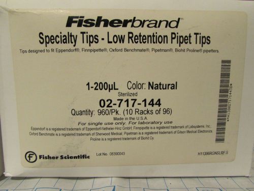 Fisherbrand Low Retention Specialty Pipet Tips Natural 02-717-144 Qty 960