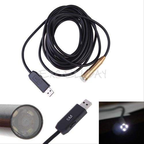 5M USB Cable LED Waterproof Borescope Endoscope Inspection Tube Spy Camera E0Xc