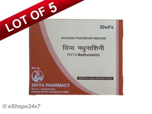 Pack of 5 divya madhunashini vati for diabetes high blood sugar swami ramdeva??s for sale