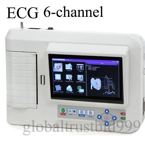 Portable Touch Screen digital 12-Lead 6 channel Electrocardiograph ECG USB SOCKE