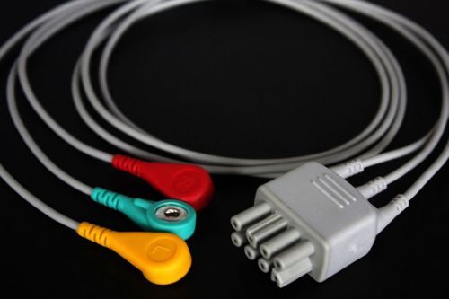 Nihon Kohden ECG compatible leadwires, 3 leads, snap,IEC,G322NK