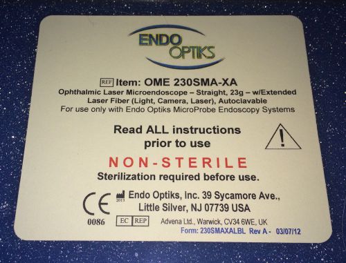 Endo Optiks OME 230SMA-XA Ophthalmic Laser Microendoscope Straight, 23g New