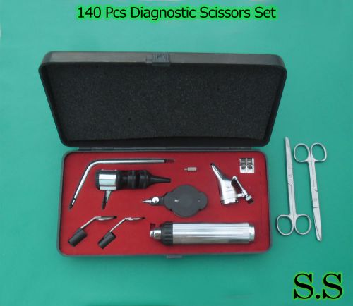 Lot of 140 Pcs ENT Diagnostic, Bulb, and Scissors 5.5&#034; Surgical Instruments Set