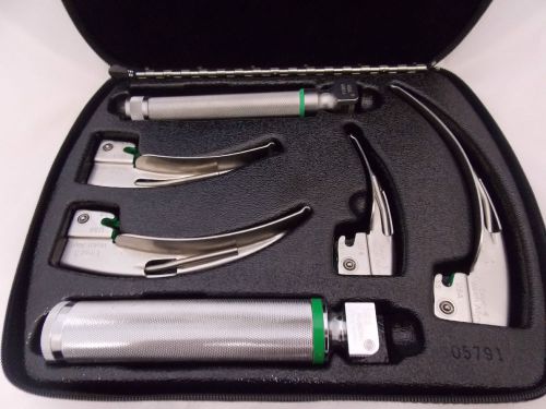 Welch allyn english macintosh fo laryngoscope set w/ # 1, 2, 3 &amp; 4 e-mac blades for sale