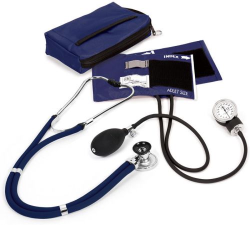 Prestige medical sprague stethoscope bp cuff combo kit navy blue case nib for sale