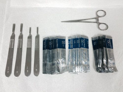 4 SCALPEL HADLES #3,4+60 BLADES #10,11,22+BONUS SCALPEL REMOVER