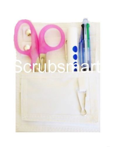 Nurse Kit Nylon Pocket Organizer Pink Emt Bandage Scissor LED Penlight Chart Pen
