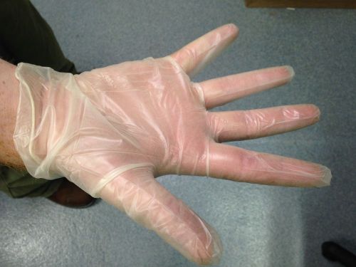 200 pairs ! case of large vinyl  powdered exam gloves latex free rubber cleaning for sale