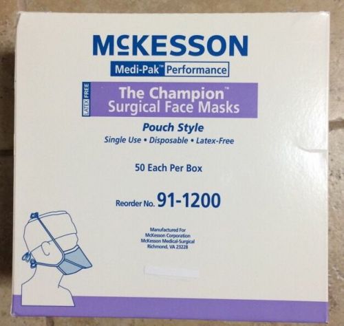 MCKESSON 91-1200 &#034;THE CHAMPION&#034; POUCH STYLE SURGICAL FACE MASKS, LOT 3 BOXES