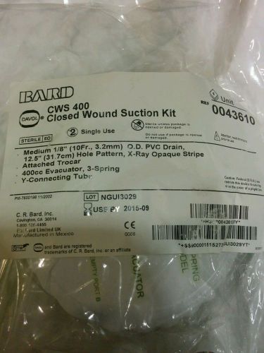 * 1 bard closed wound suction kit cws 400 ref 0043610 dated 9/2015 for sale