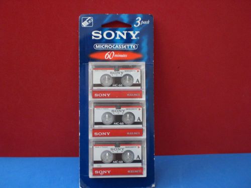 Sony 3 Pack Microcassette 60 Minutes Made in USA New &amp; Sealed