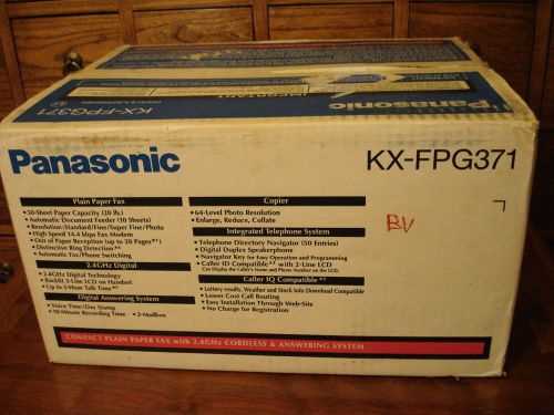 PANASONIC KX-FPG371 FAX, CORDLESS PHONE AND ANSWERING MACHING NEW IN OPEN BOX