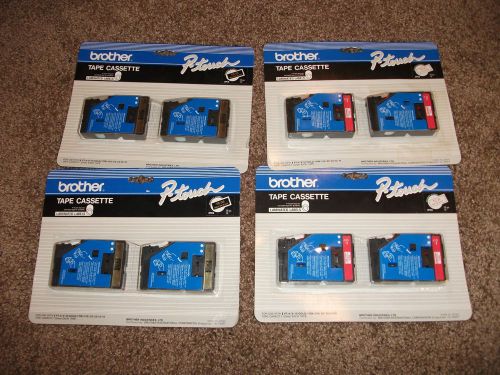 brother tape cassettes lot of 4 TC-33,TC-21,2 Gold on Black &amp; 2 Red on White