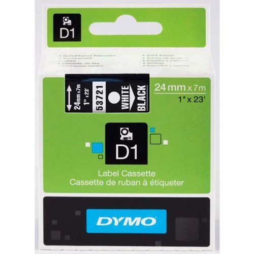 Dymo White On Black D1 Tape - 0.94&#034; Length - 1 Each - Direct Thermal (dym53721)