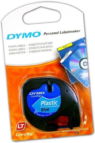 Dymo letratag label plastic blue letra tag lt 100 tape ruban nastro blu  4 meter for sale