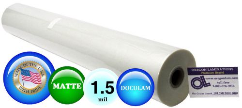 Matte doculam laminating film 25&#034; x 500&#039; 1.5 mil 1&#034; core qty 1 roll for sale
