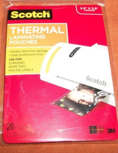 Scotch™ Thermal Laminating Pouches for ID Tags, 2.5&#034; x 3.5&#034; , Pack of 20
