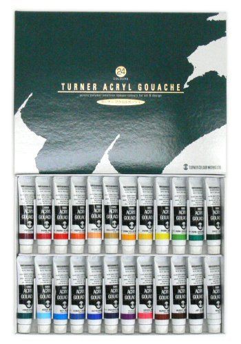 24 colors of Turner acrylic gouache school sets