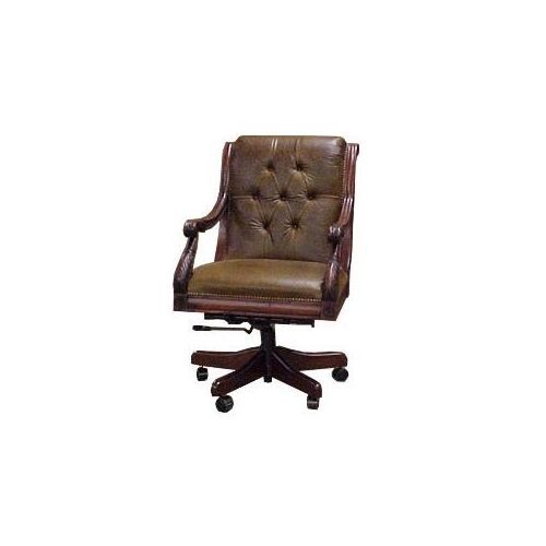 NEW OFFICE CHAIR WOOD LEATHER GAS LIFT HAND-CRAFTED SWIVEL J NEAL MK-145