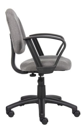B317 BOSS GRAY DELUXE POSTURE OFFICE TASK CHAIR WITH LOOP ARMS