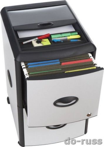 Portable locking file cabinet silver brushed metal finish, casters, locks for sale
