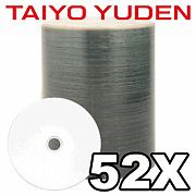 100 taiyo yuden 52x cd-r white inkjet hub printable for sale