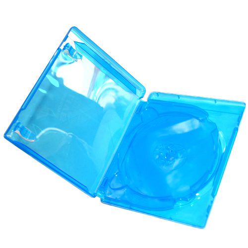 14mm Clear Blue 3 Discs Blu-Ray Case with 1 Tray and Licensed Blu-Ray Logo