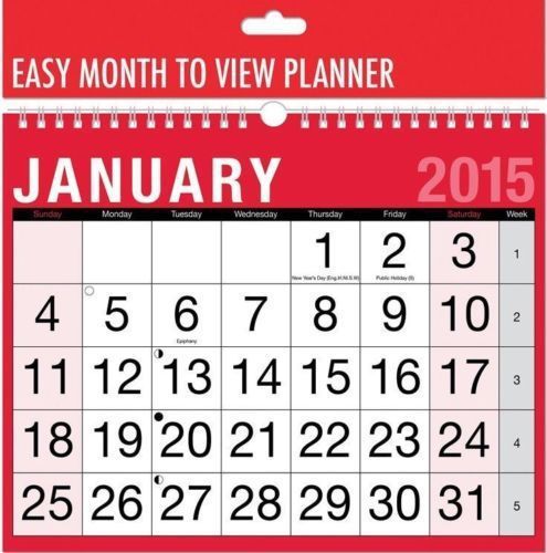 Calender 2015, Professional Easy Month To View 2015 Planner, wall Hanging