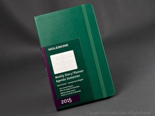 Moleskine 2015 green weekly diary planner day agenda hard cover large 5&#034; x 8 1/4 &#034; for sale