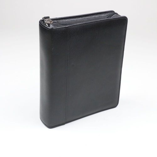 Extra-thick franklin covey classic black leather zipper binder with 2-inch rings for sale