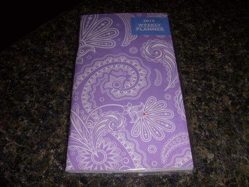 New~2015 Weekly Planner Datebook-Pocket/Purse size 6.5&#034;x3.5&#034;-Purple Floral