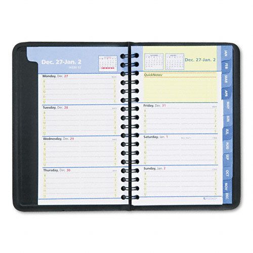 AT-A-GLANCE QuickNotes Recycled Weekly Appointment Book Black, 3 3/4&#034;&#034; x 6&#034;&#034;,