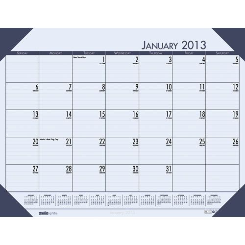 House Of Doolittle Monthly Desk Pad Calendar w/4 Corner Holder 22x17 Ocean Blue
