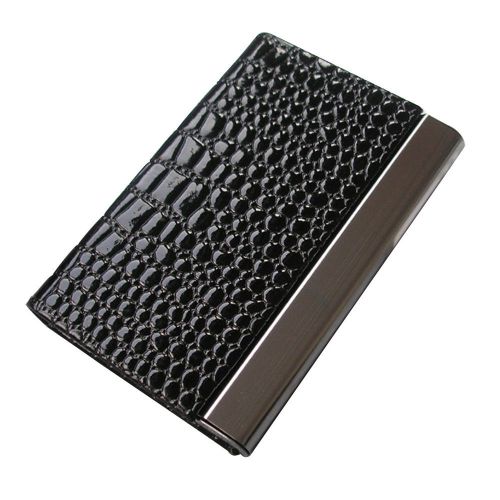 Black Croco Pu leather Metal Frame bussiness cardcase ID card holder organizer