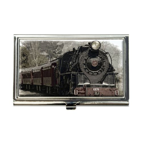 Steam locomotive train railway railroad business credit card holder case for sale
