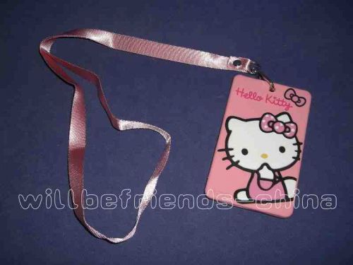 Hello kitty bus pass room key ic card holder case sheath cover skin neck lanyard for sale