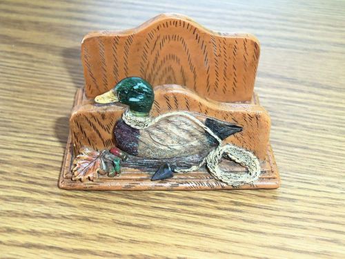 Desk Top Business Card Holder Featuring a Duck